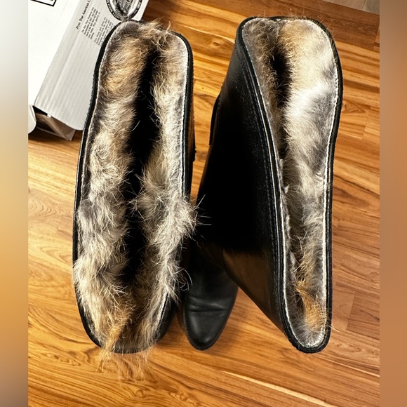 Frye Dorado Lug Riding Boot new in box size 9 women’s black leather fur lined - Picture 4 of 11